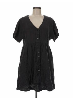 Madewell Black Cotton Button Front Tiered Mini Dress M